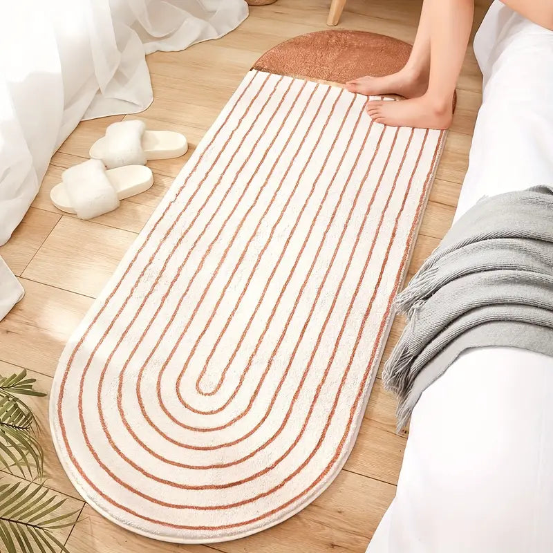 Feblilac Oval Curve Bedroom Rug Long Runner - view 2