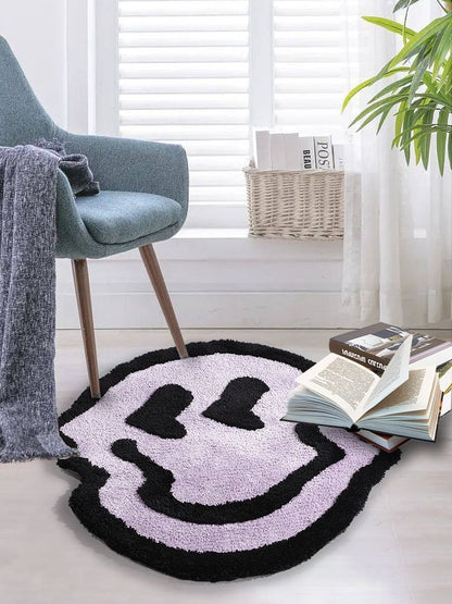 Tufted Smile Face Rug, Fun Fluffy Dizzy Mat for Bathroom Bedroom