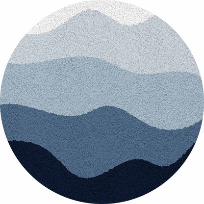 Feblilac Abstract Blue Wave Ocean Bath Mat Green Mountain Rug