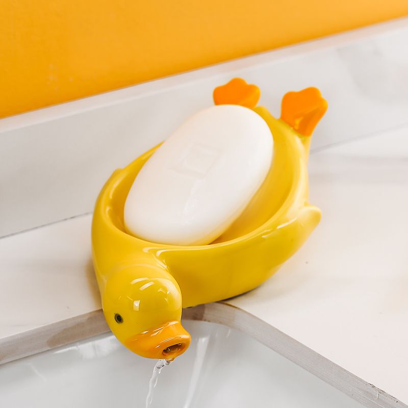 Feblilac Creative Cute Duck Soap Box for Bathroom