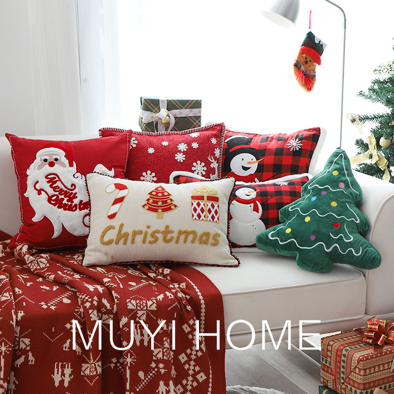 Christmas Pillow Cushion, Pine Tree Snowman Holiday Decoration, Throw Pillow - view 2