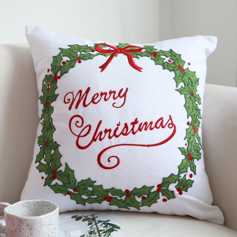 Christmas Pillow Cushion, Pine Tree Snowman Holiday Decoration, Throw Pillow