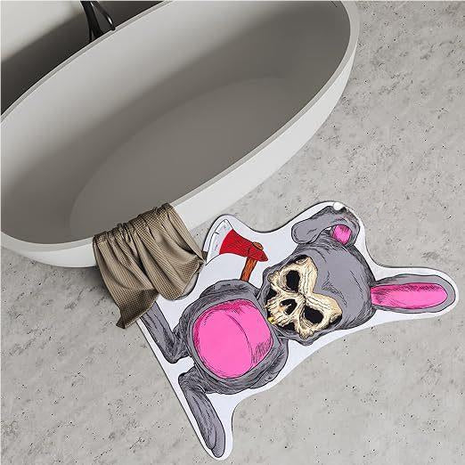 Feblilac Halloween Rabbit Skull Horror Tufted Bath Mat