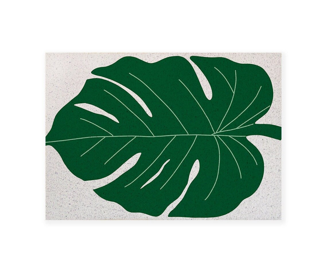 Feblilac Green Monstera Leave PVC Coil Door Mat