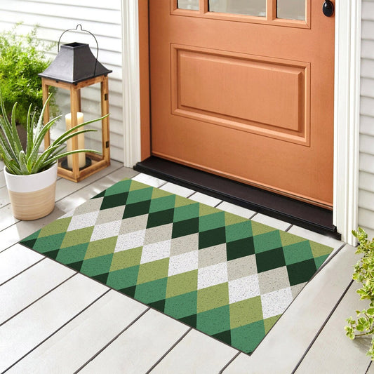 Feblilac Green Diamond Pattern PVC Coil Door Mat