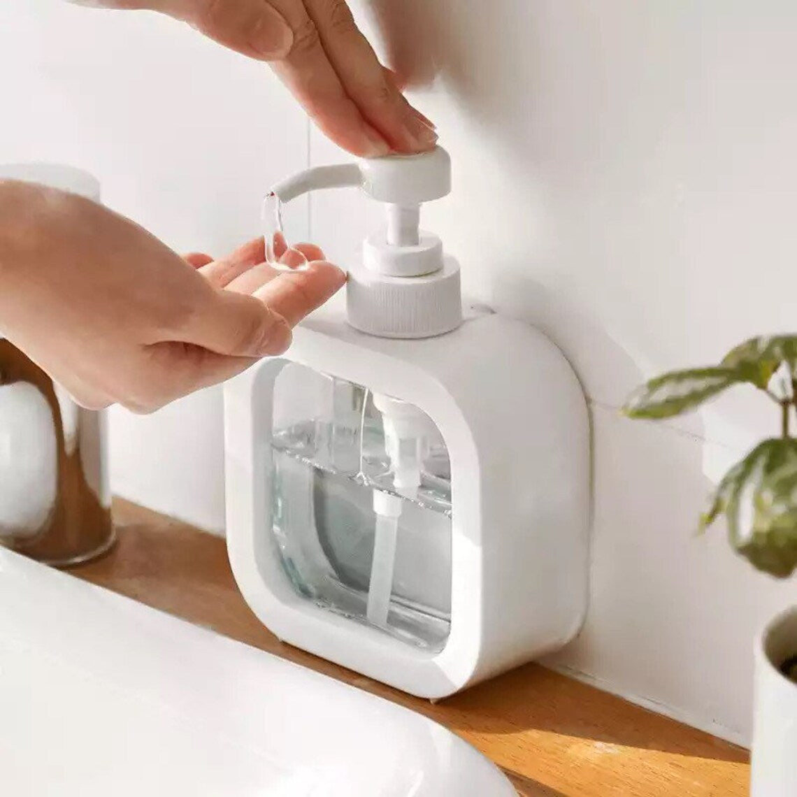 Transparent Soap Dispenser for Bathroom Kitchen, White Plastic Pump Bottle