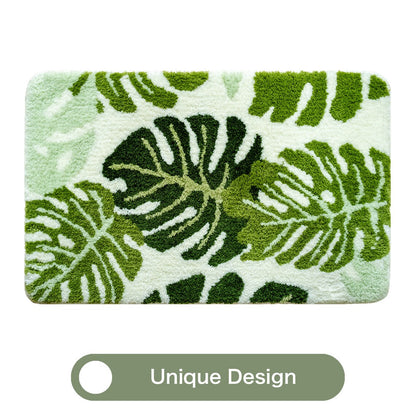 Feblilac Green Monsters Leaves Bathroom Rug