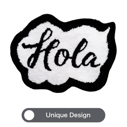 Feblilac Black and White Hola Tufted Bath Mat