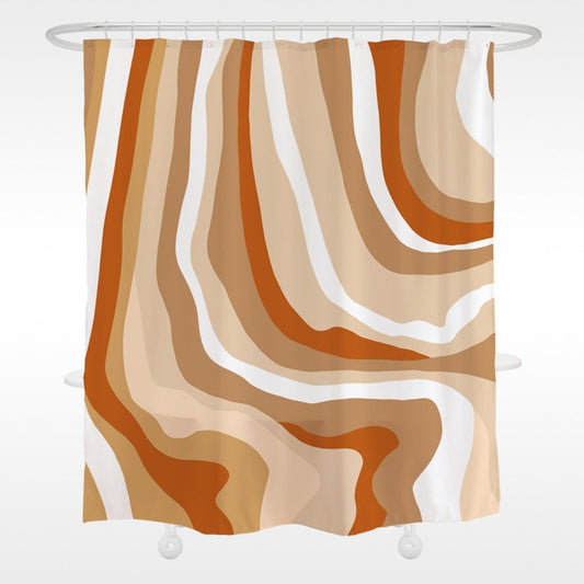 Orange Jupiter Planet Pattern Shower Curtain, Abstract Curtain for Bathroom