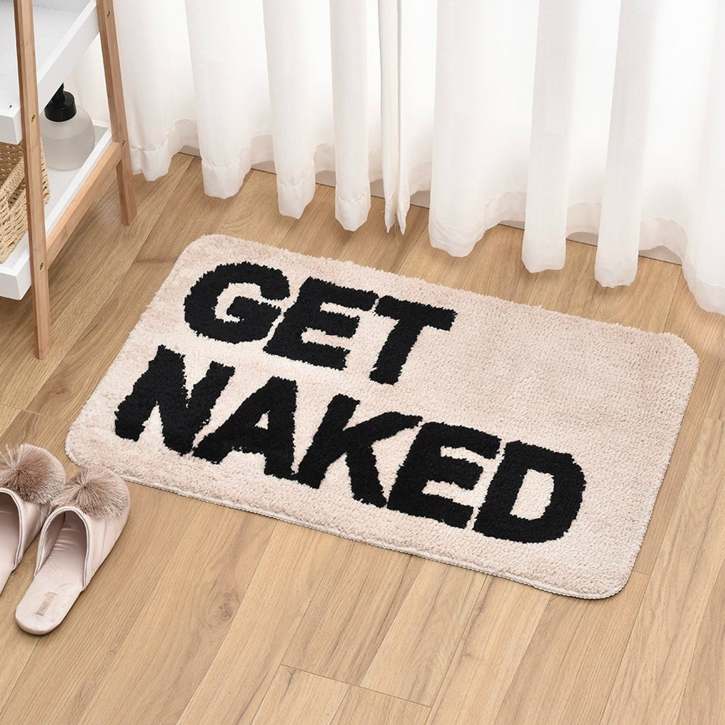 Feblilac Colorful Get Naked Bath Mat, 19.6″x31.5″ Non Slip Bathmat