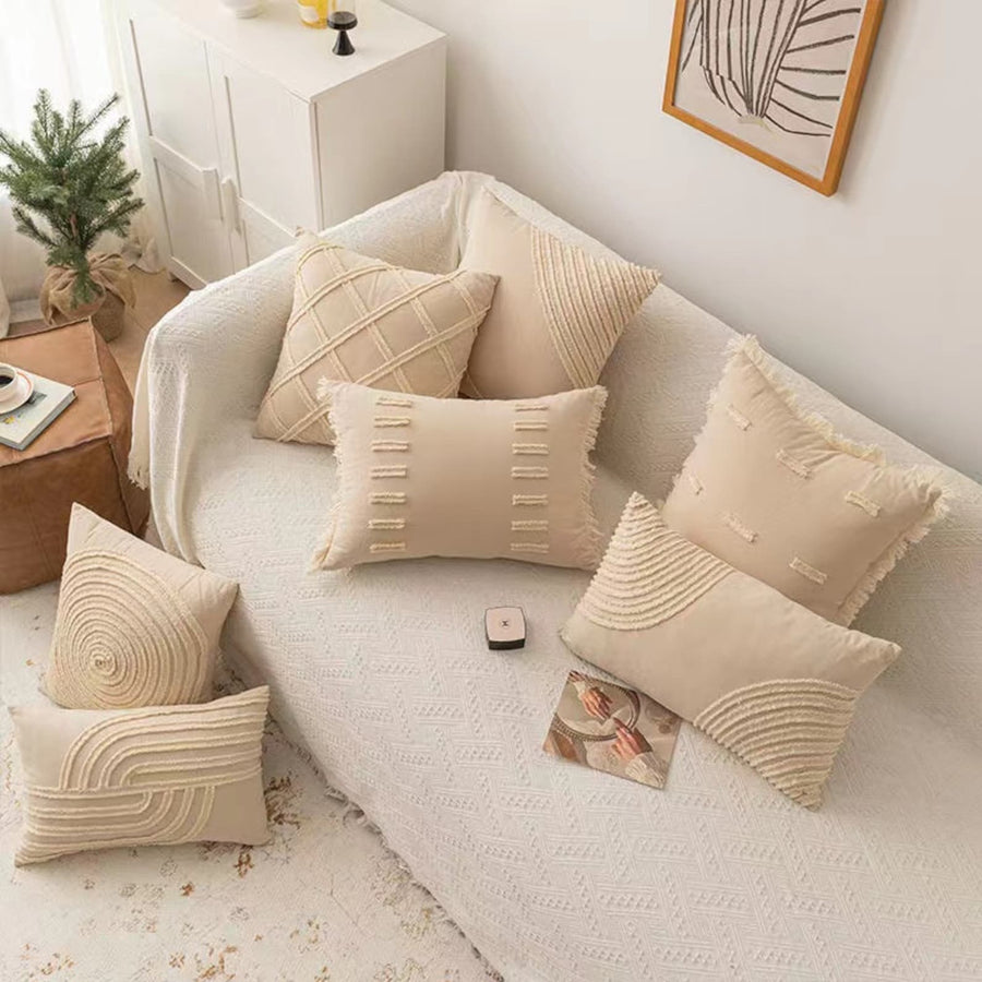 Cotton and Linen Pillowcase, Tufted Bohemian Style Pillow Cover, Bedroom Living Room Home Decor - view 2