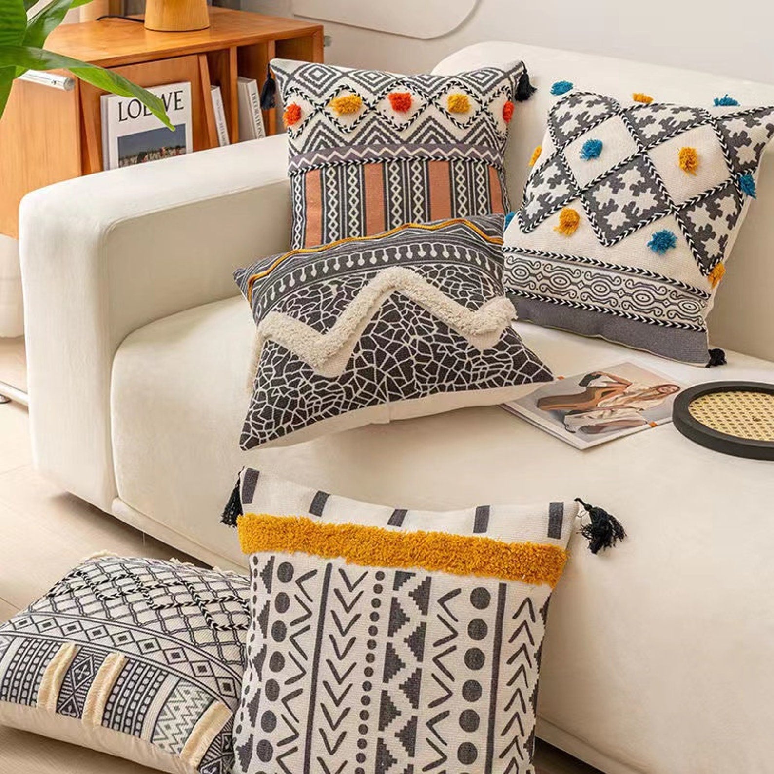 Boho Texture Pillowcase, Bohemian Style Pillow Cover, Bedroom Living Room Home Decor