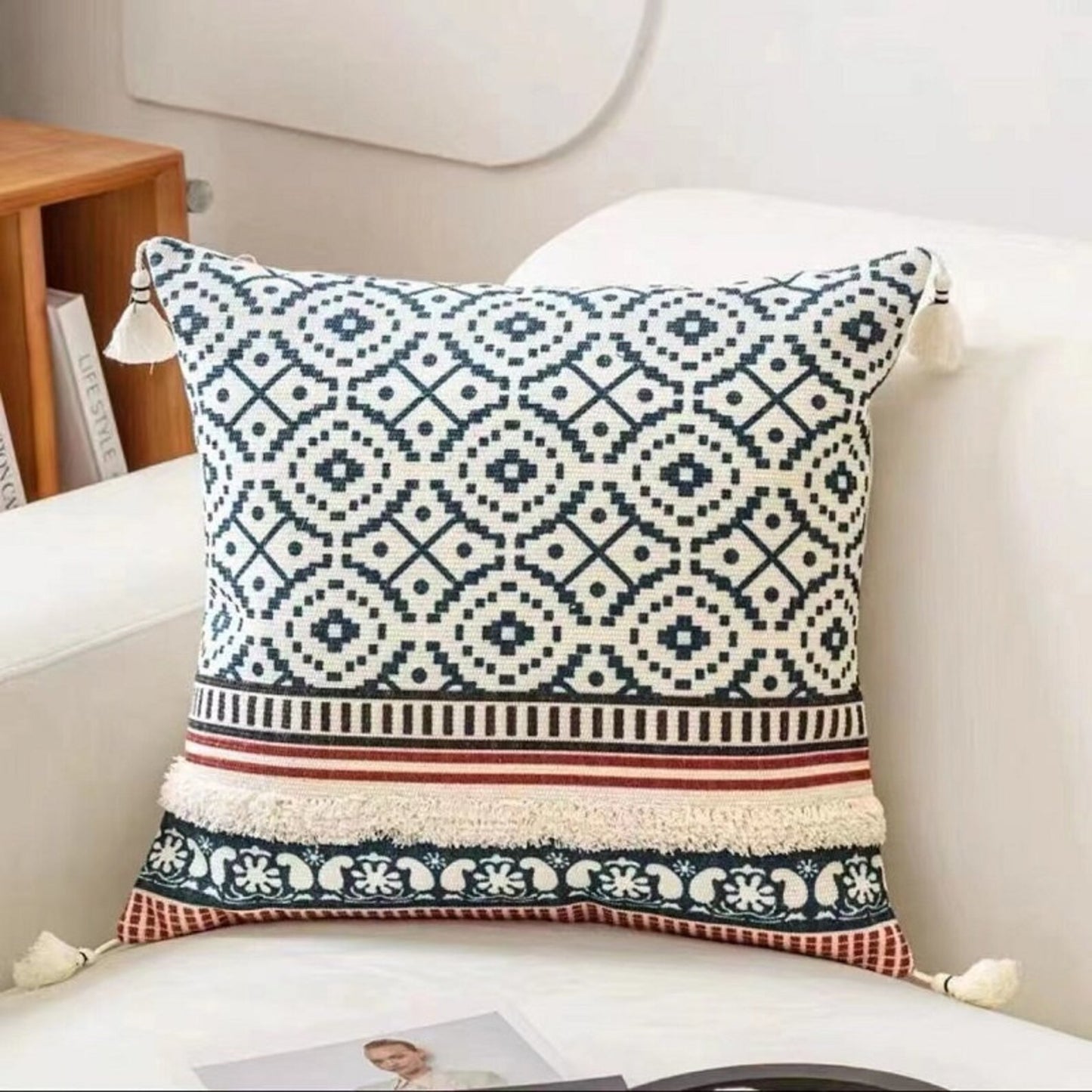 Boho Texture Pillowcase, Bohemian Style Pillow Cover, Bedroom Living Room Home Decor