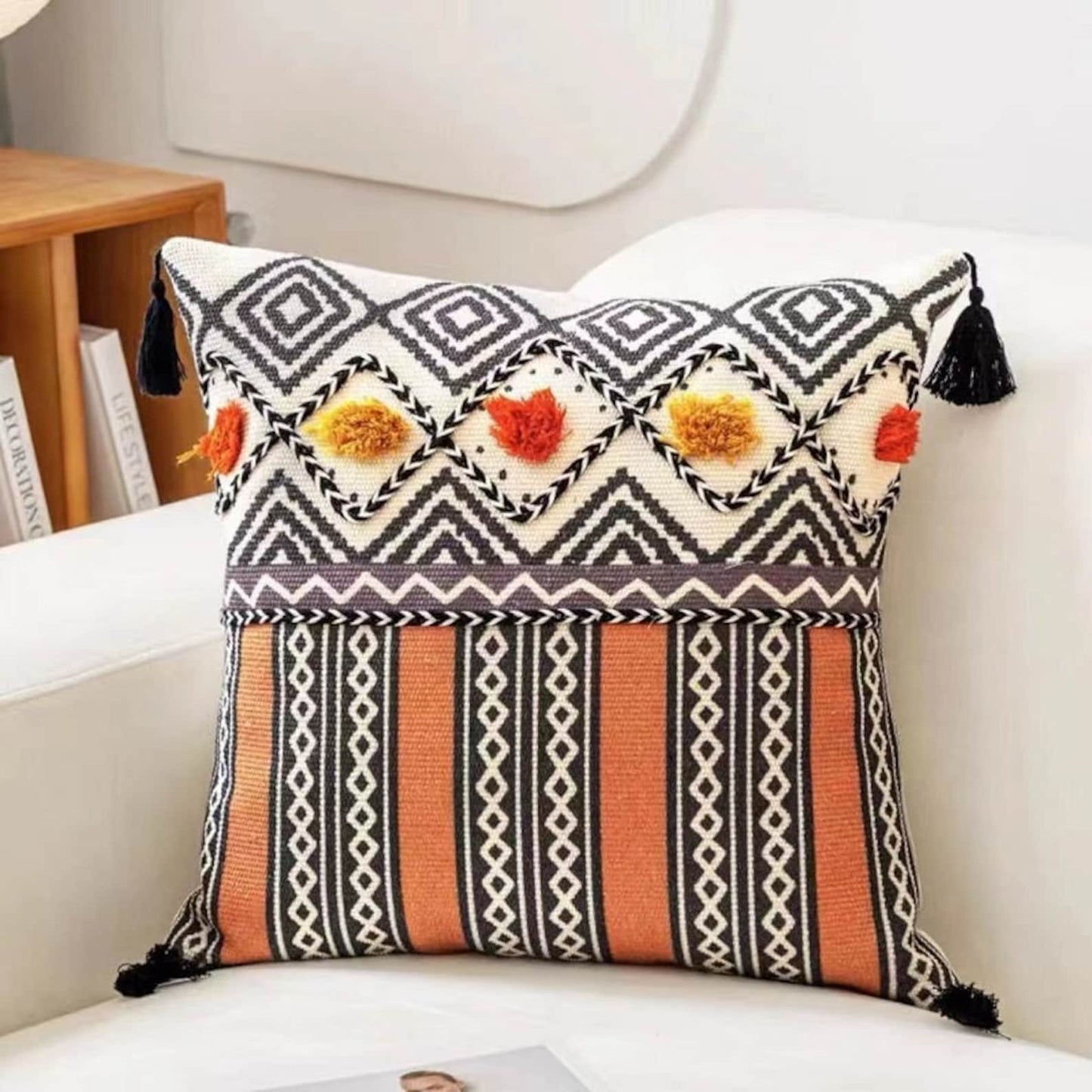 Boho Texture Pillowcase, Bohemian Style Pillow Cover, Bedroom Living Room Home Decor