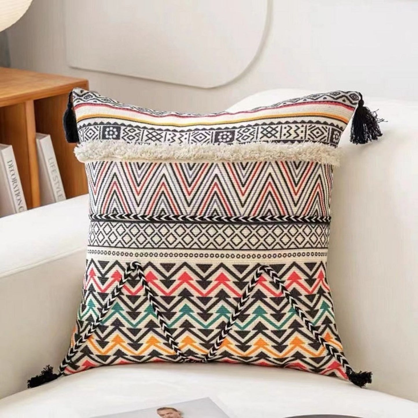 Boho Texture Pillowcase, Bohemian Style Pillow Cover, Bedroom Living Room Home Decor