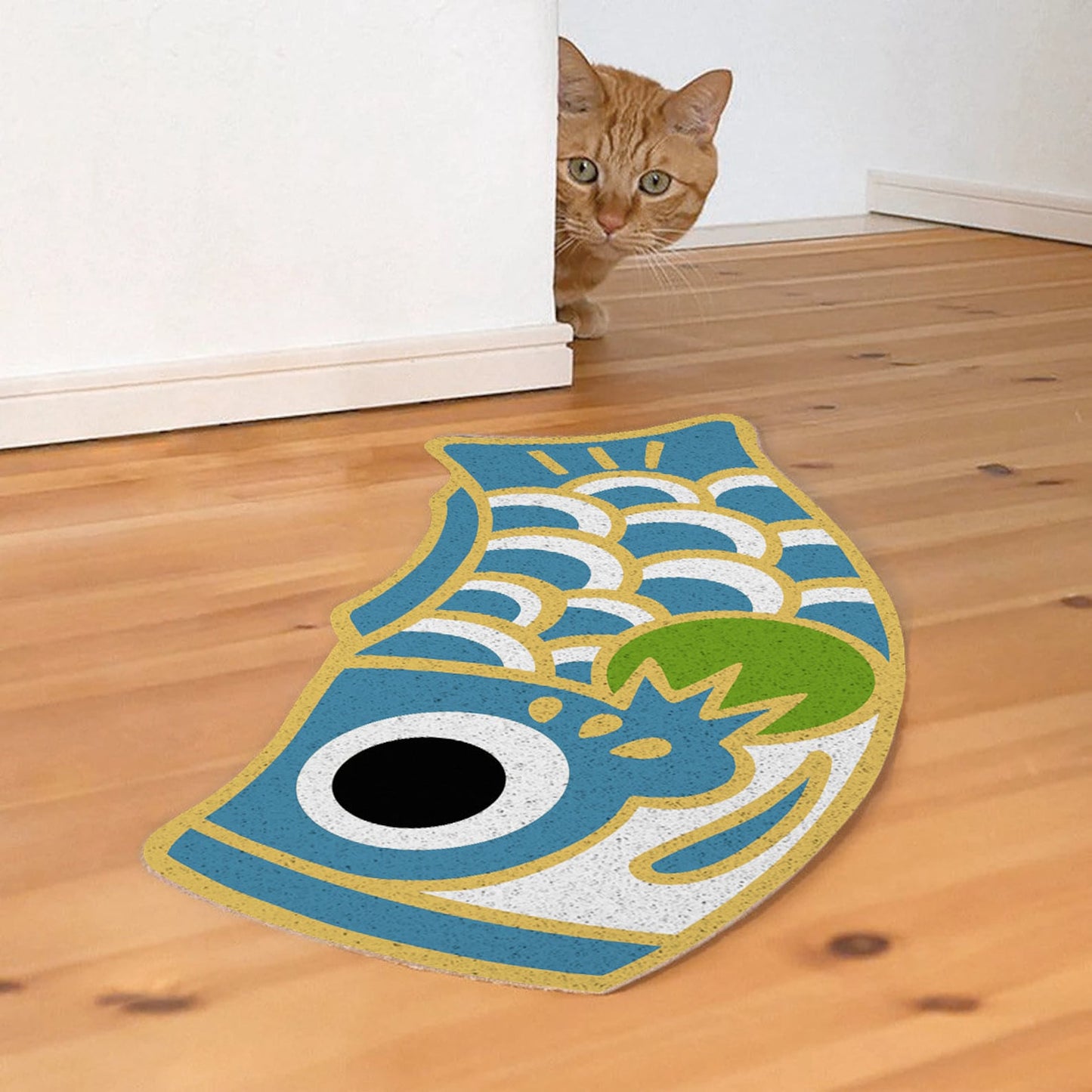 Blue Yellow and Green Koi Fish PVC Entrance Door Mat