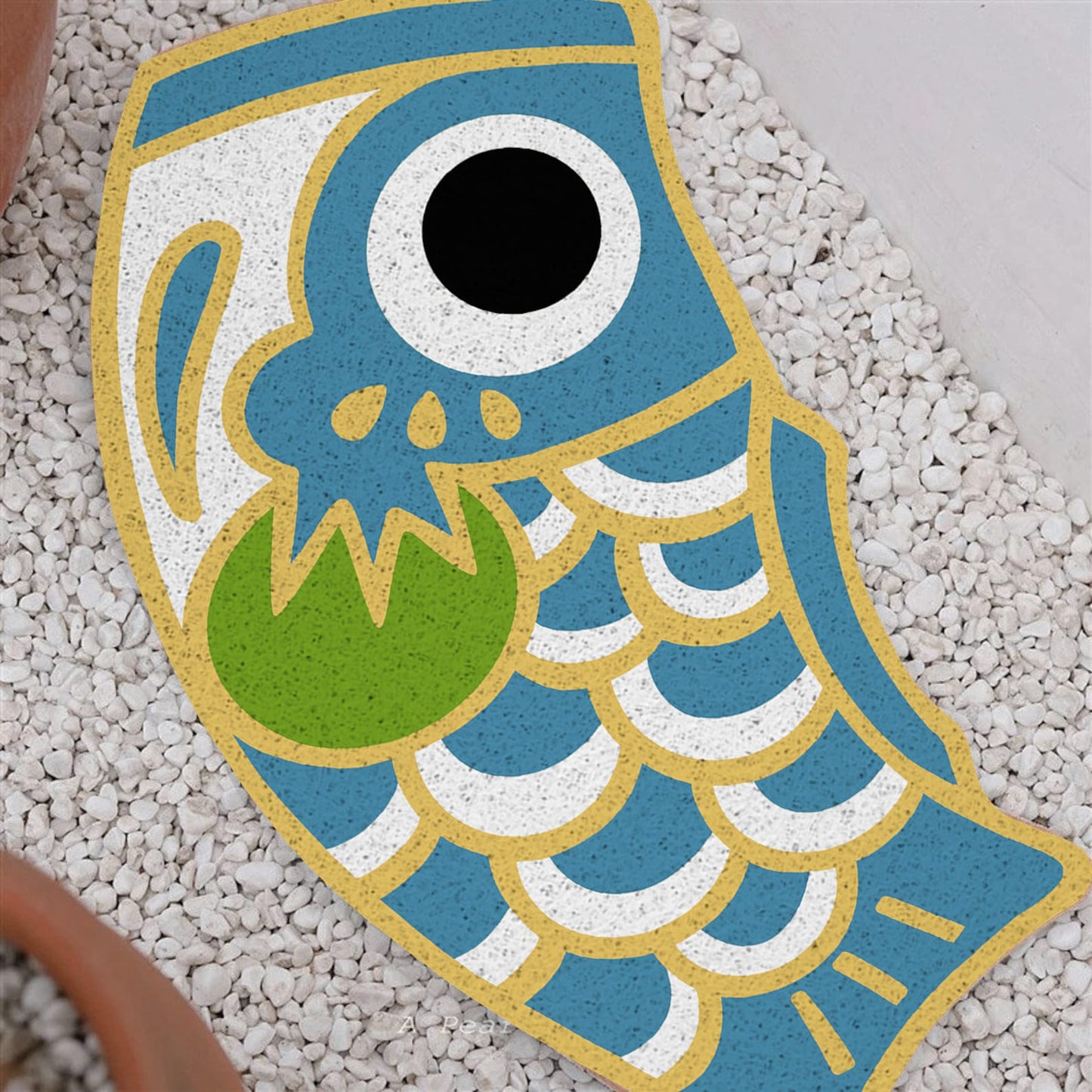 Blue Yellow and Green Koi Fish PVC Entrance Door Mat