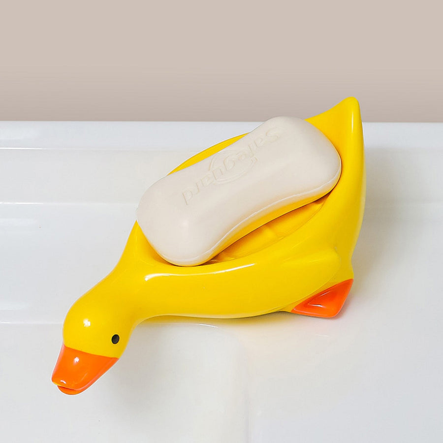 Feblilac Cute Ceramic Duck Soap Box for Bathroom - view 3