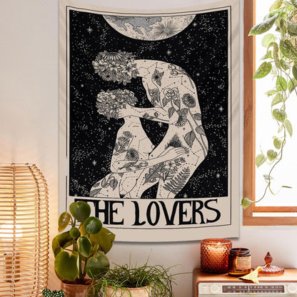 Feblilac Black and White Tarot Tapestry Wall Hanging