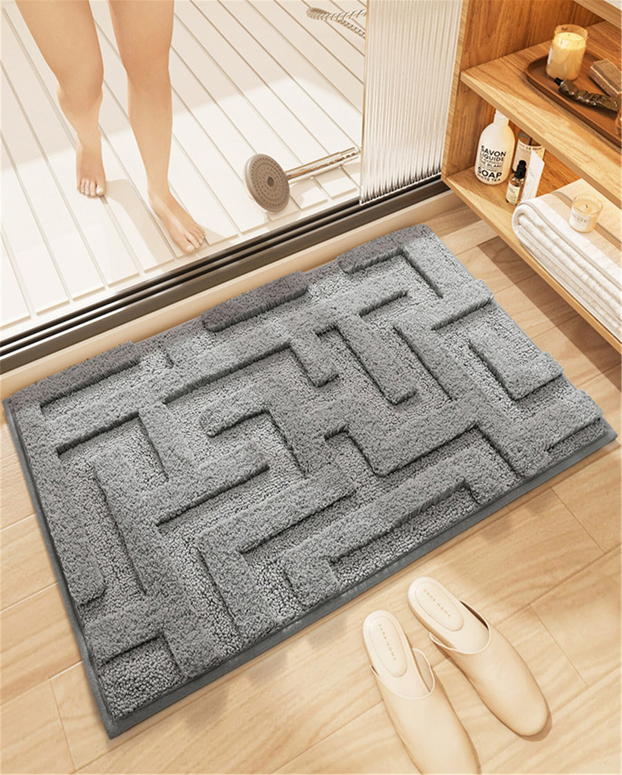 Feblilac Solid Color Tufted Bath Mat, Geometric Patterns Bathroom Rug - view 2