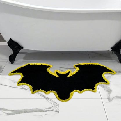Feblilac Black Bat Bath Mat, Fun Soft Absorbent Bathroom Rug, Non-Slip Bath Rugs Mats, Machine Wash Carpet Mat for Bathroom Floor Entryway Shower