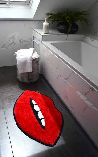 Red Lips Tufted Bath Mat, Sexy Rug for Bathroom