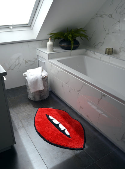 Red Lips Tufted Bath Mat, Sexy Rug for Bathroom