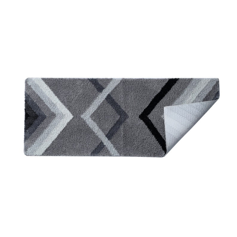 Grey Geometric Runner for Bedroom - Feblilac® Mat