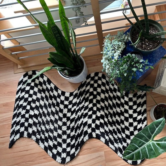 Irregular Rug for Bedroom, Checkerboard Bathroom Mat, Tufting Non-Slip Carpet, 47.2x27.5 inches - view 3