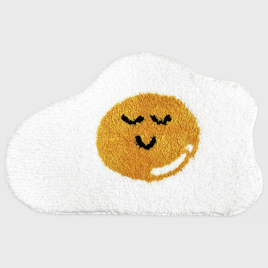 Feblilac Cute Egg Yellow Tufted Bath Mat