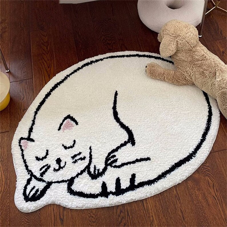 Feblilac Cartoon Cat Tufted Bath Mat - view 2