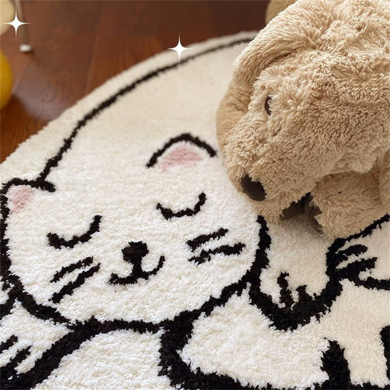 Feblilac Cartoon Cat Tufted Bath Mat - view 3