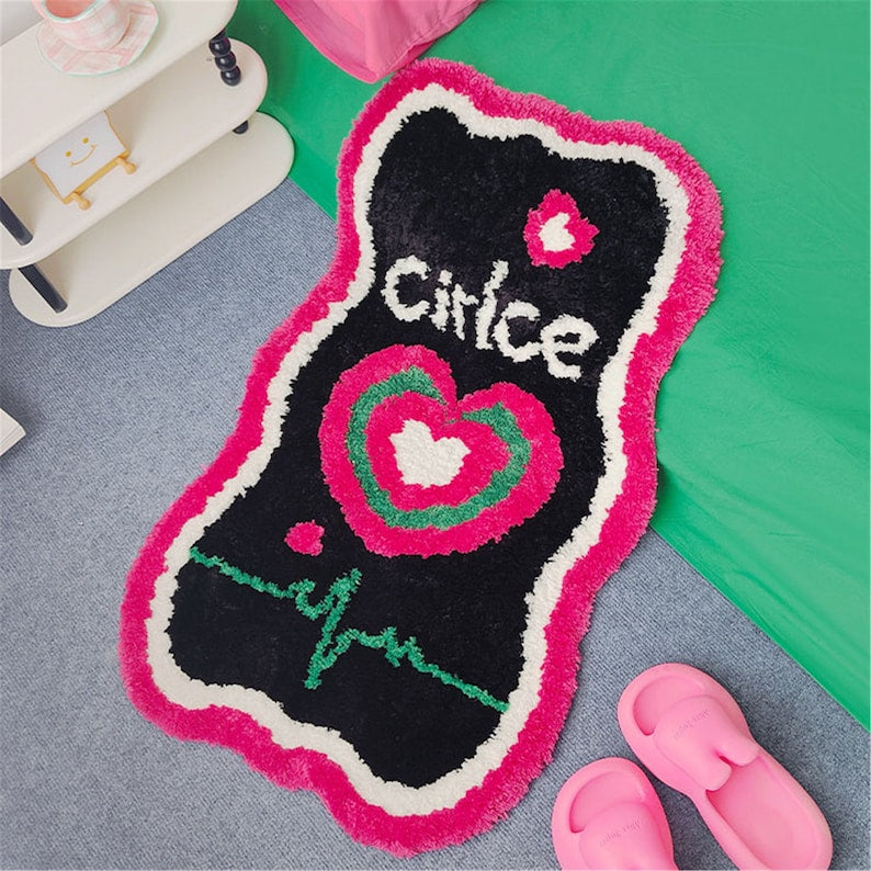 Feblilac Cute Heart Funny Cirlce Tufted Bath Mat - view 3