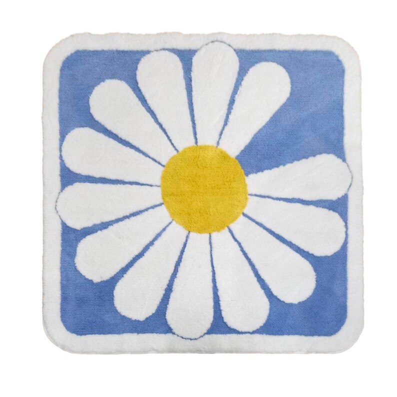 Feblilac Square Daisy Flower Tufted Bath Mat – Feblilac® Mat