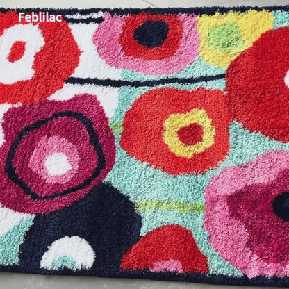 Feblilac Colorful Flower Garden Tufted Bath Mat