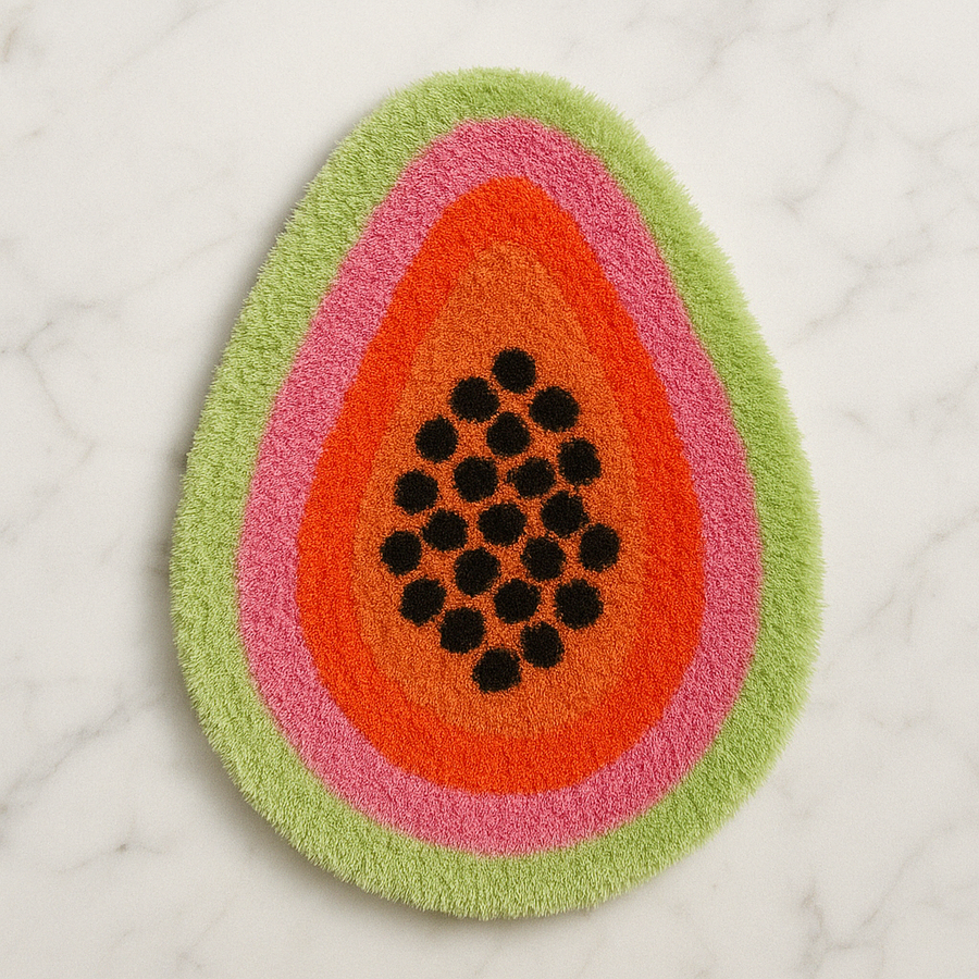 Papaya Bath Mat, Fresh Fruit Soft Plush Water-Absorbent Mat, Machine Washable - view 3