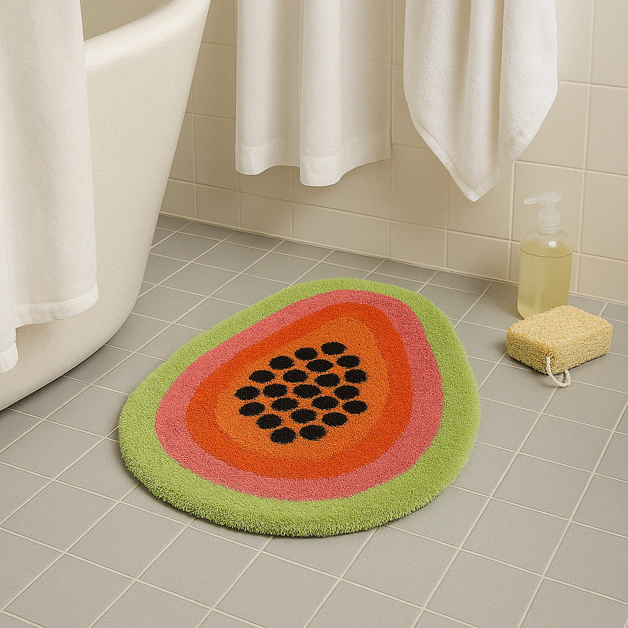 Papaya Bath Mat, Fresh Fruit Soft Plush Water-Absorbent Mat, Machine Washable - view 2