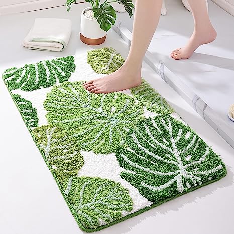 Feblilac Monstera Green Leaf Tufted Bath Mat - view 19