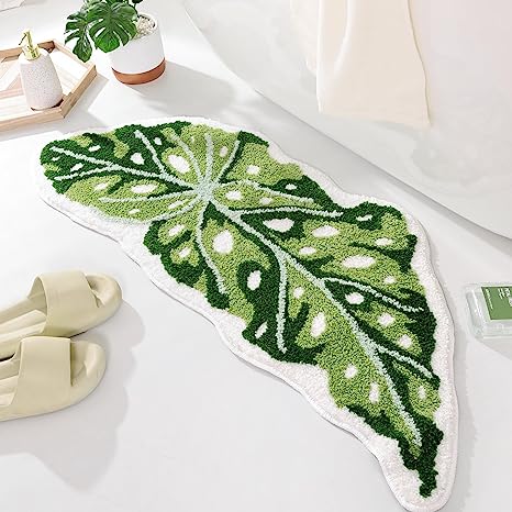 Feblilac Monstera Green Leaf Tufted Bath Mat - view 23