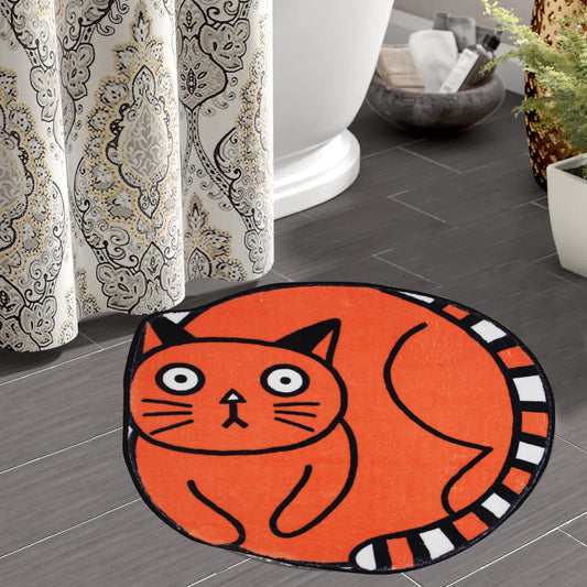 Orange Silly Cat Bath Mat