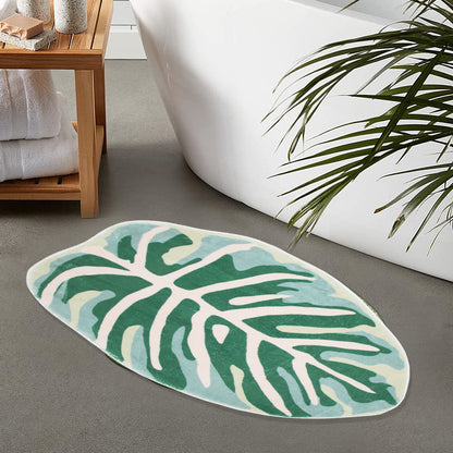 green leave bedroom mat