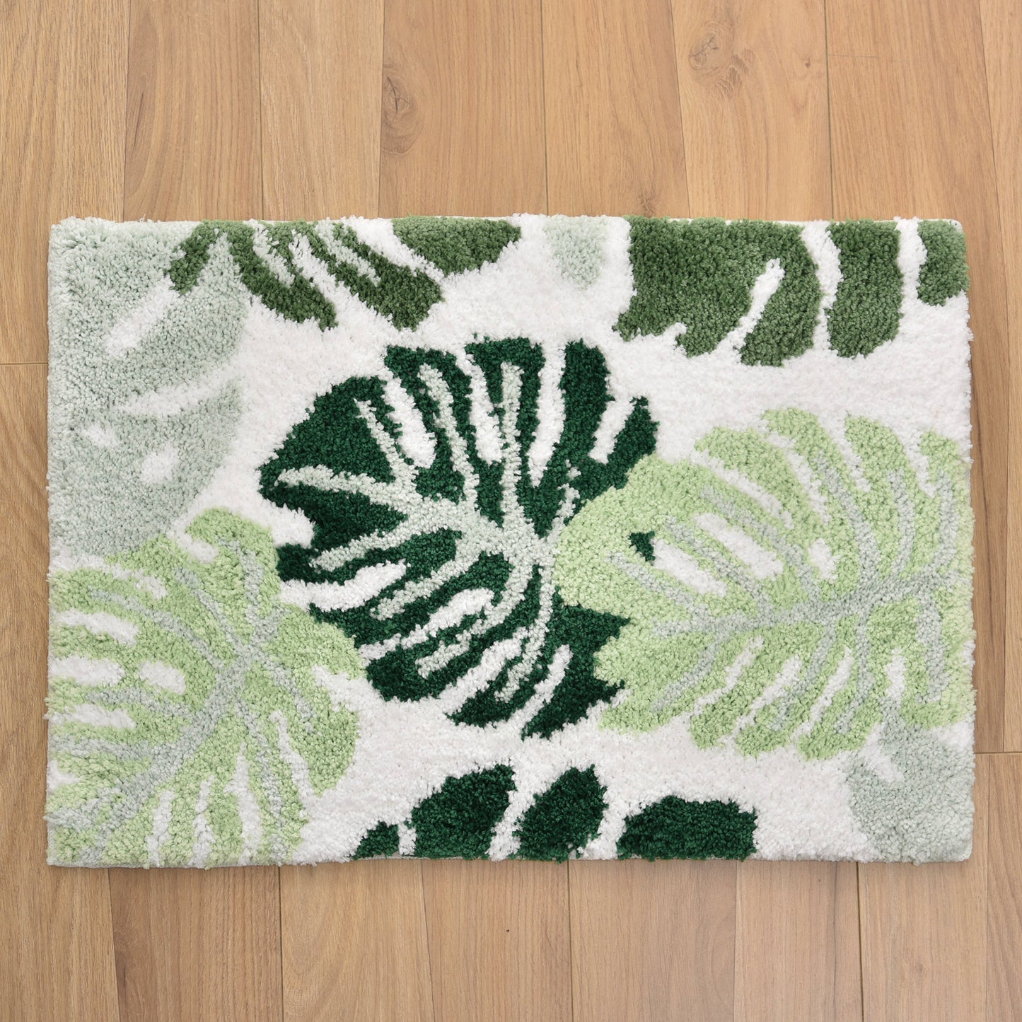 Green Leaves Bathroom Rug, Tropical Monstera Leaves Bath Mat - Feblilac® Mat