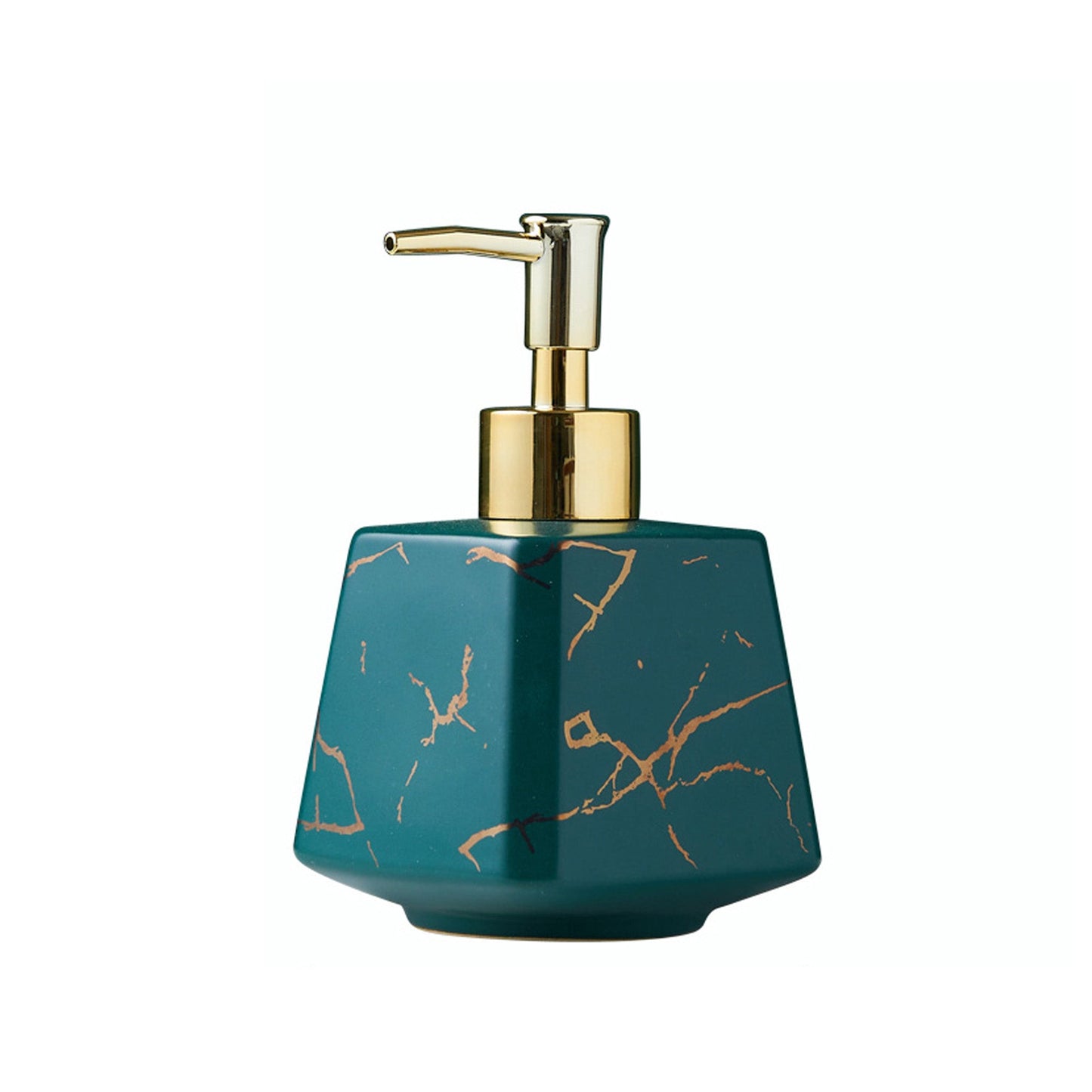 Cute Ceramic Soap Dispenser, Marble Texture Pottery Shampoo Lotion Bottle, 350ml