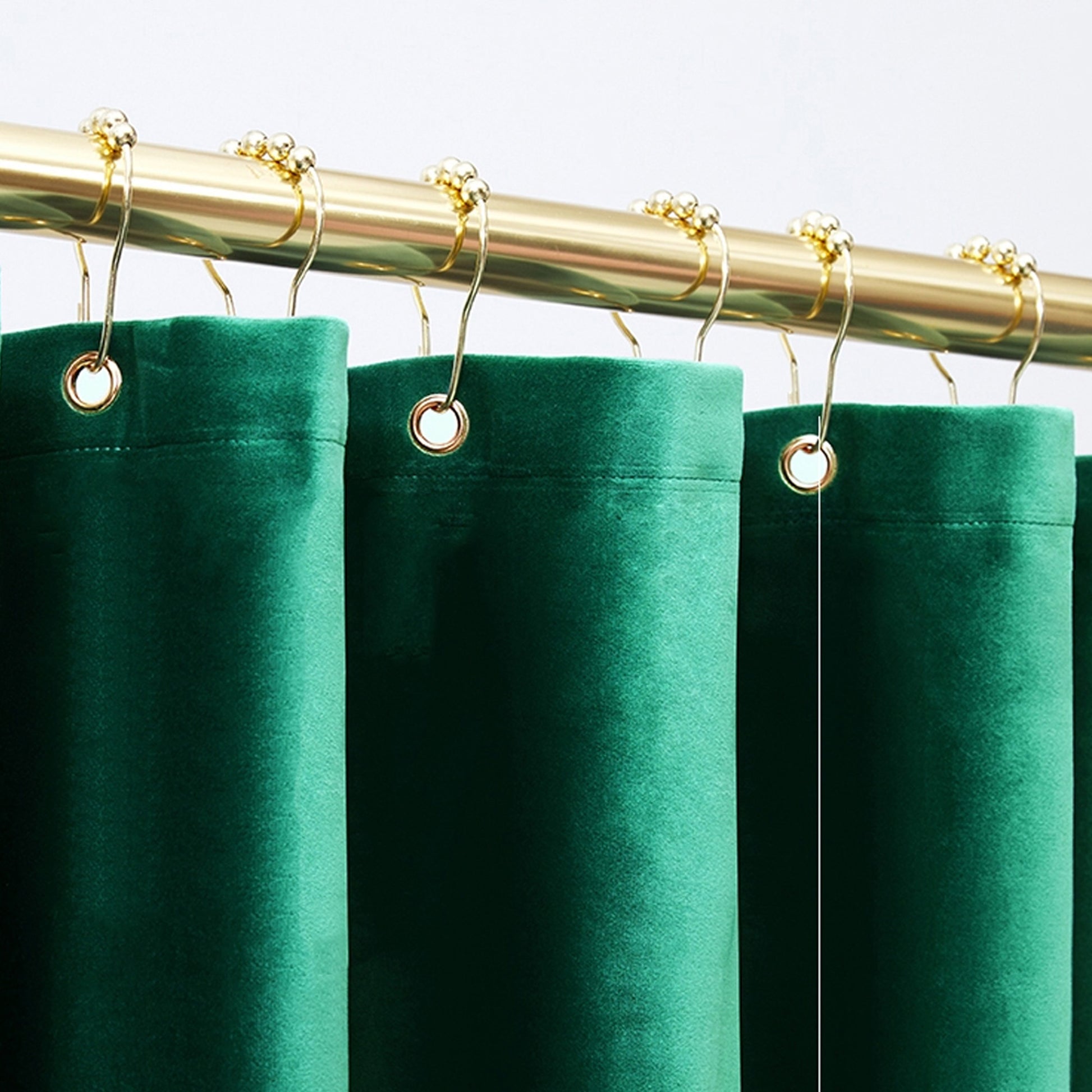 Green Velvet Shower Curtain for Bathroom - Feblilac® Mat