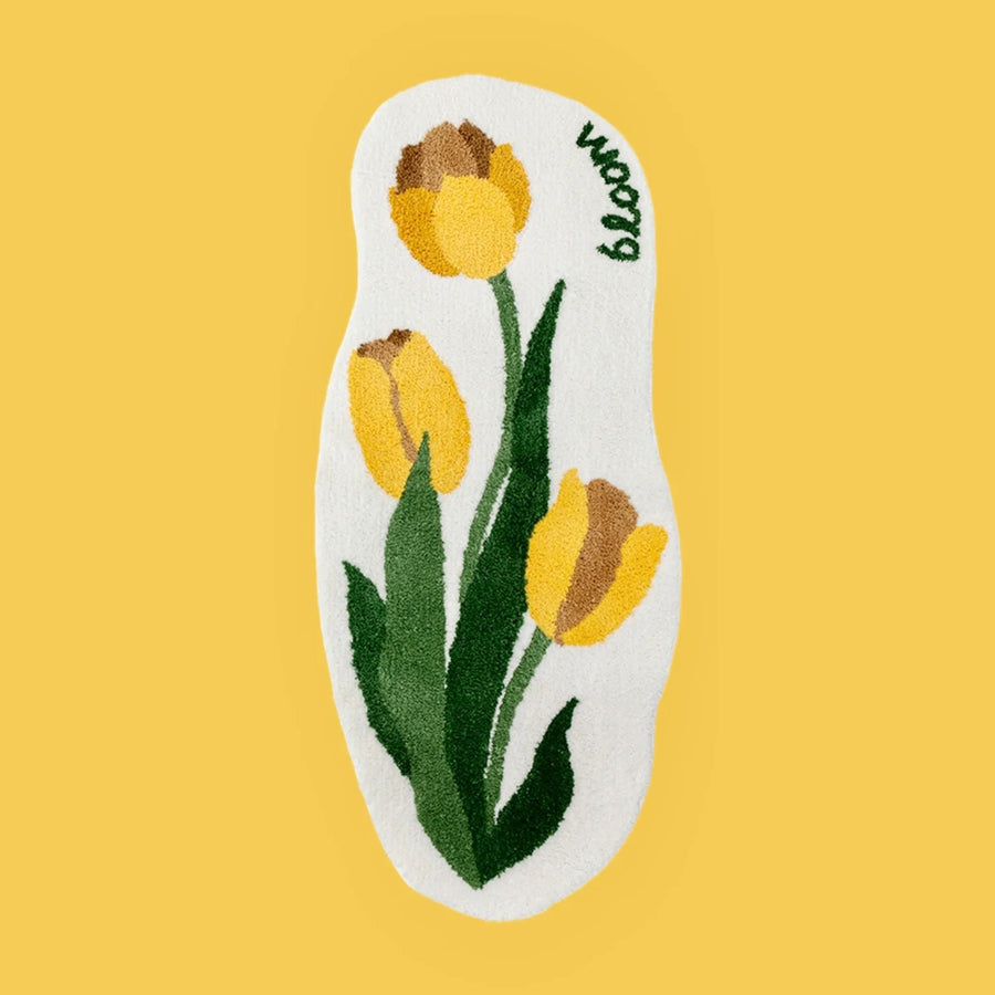 Yellow Tulip Bedroom Runner Mat - Feblilac® Mat