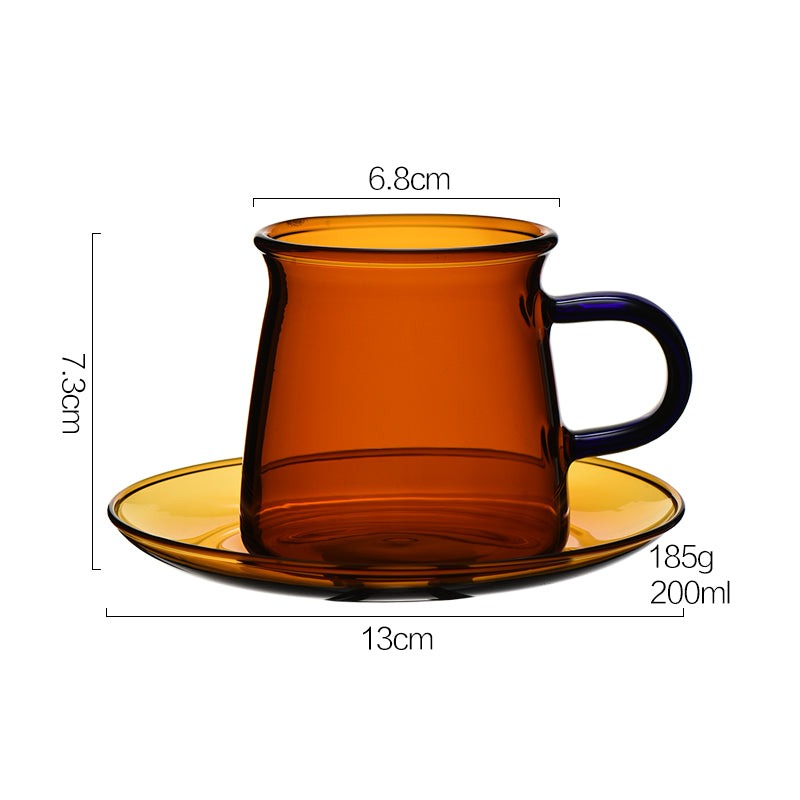 Nordic Style Glass Cup with Saucer, Coffee Tea Mug