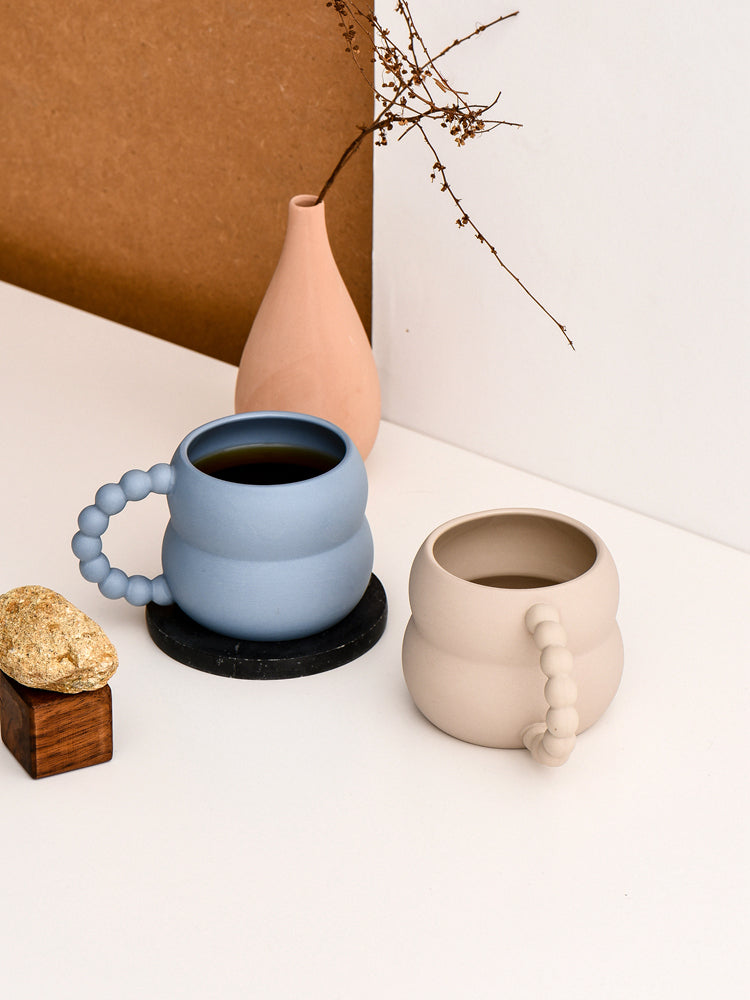 Nordic Pearl Style Ceramic Mug, Cute Chubby Coffee Cup