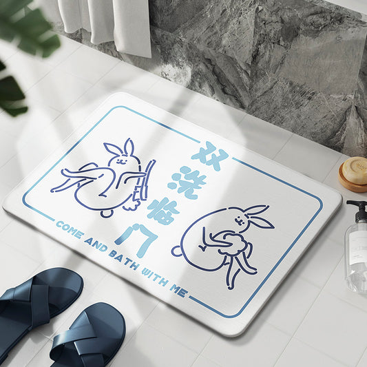 Two Rabbits Bath Stone Mat - Feblilac® Mat