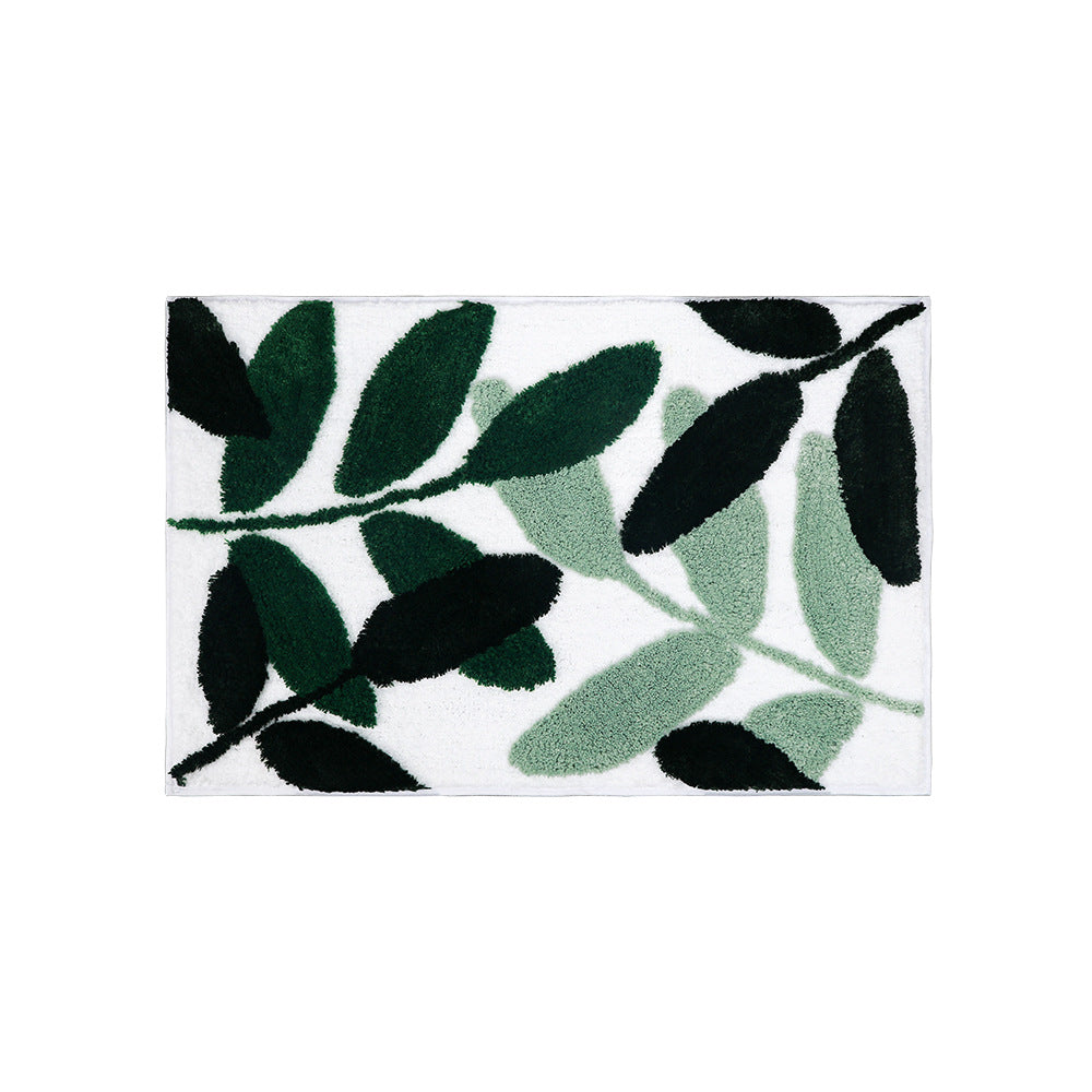 Feblilac Black/Green/Blue Leaves Bath Mat - Feblilac® Mat