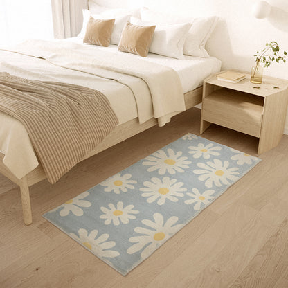 White Daisy Green and Blue Ground Bedroom Mat